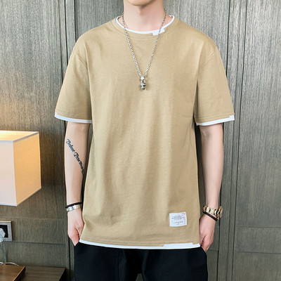 Jednobojna muška majica s ovalnim izrezom u više boja