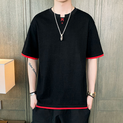 Jednobojna muška majica s ovalnim izrezom u više boja