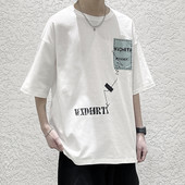 Tricou bărbătesc de primăvară cu mâneci scurte și decolteu rotund