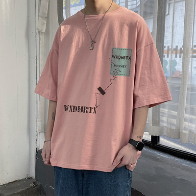 Tricou bărbătesc de primăvară cu mâneci scurte și decolteu rotund