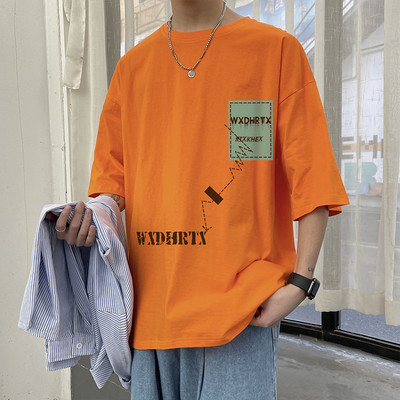 Tricou bărbătesc de primăvară cu mâneci scurte și decolteu rotund