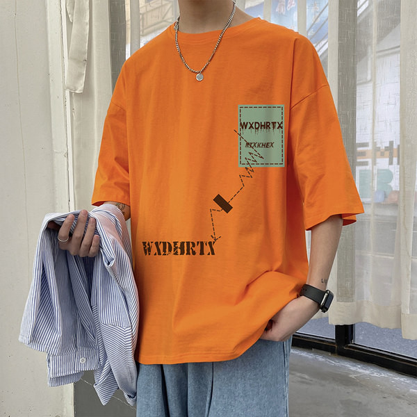 Tricou bărbătesc de primăvară cu mâneci scurte și decolteu rotund