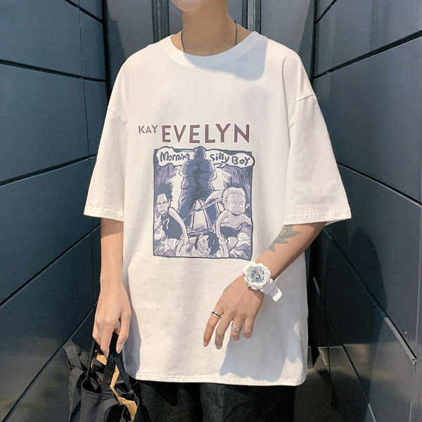 Tricou bărbătesc cu aplicație și mâneci scurte