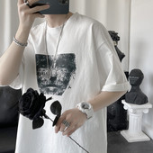 Tricou de vară pentru bărbați cu tricou alb-negru