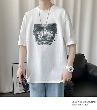 Tricou de vară pentru bărbați cu tricou alb-negru