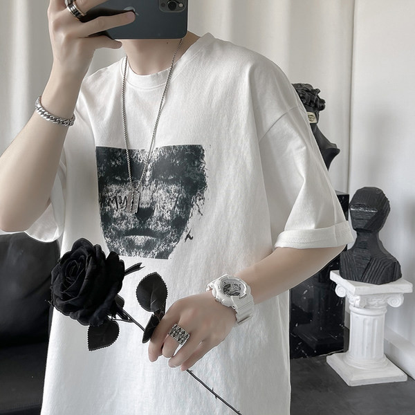 Tricou de vară pentru bărbați cu tricou alb-negru