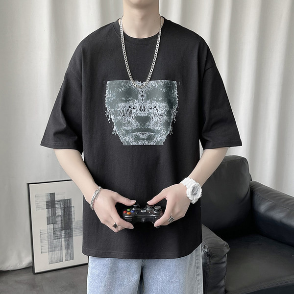 Tricou de vară pentru bărbați cu tricou alb-negru