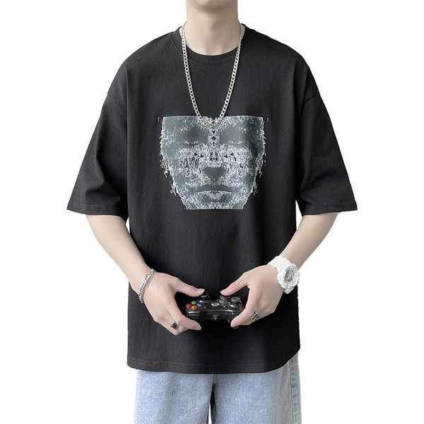 Tricou de vară pentru bărbați cu tricou alb-negru