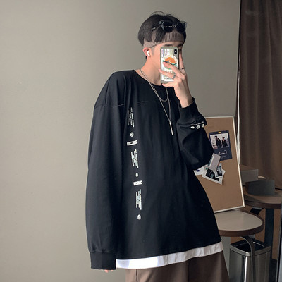 Ανδρική μπλούζα με μακριά μανίκια και οβάλ ντεκολτέ σε δύο χρώματα