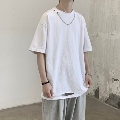 Tricou pentru bărbați cu element metalic și mâneci scurte