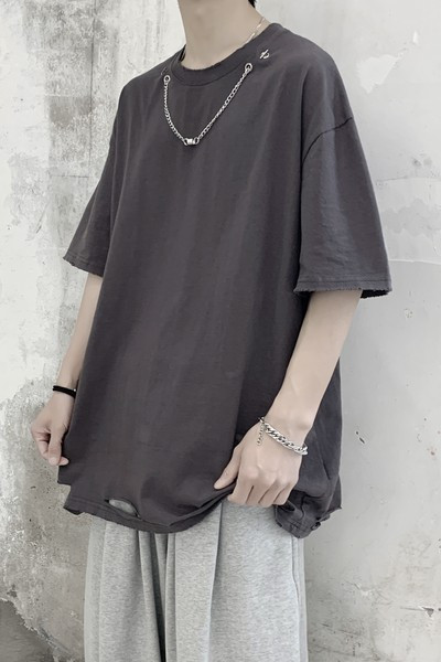 Tricou pentru bărbați cu element metalic și mâneci scurte