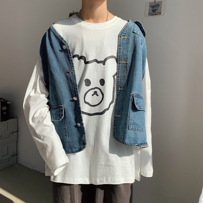 Bluză bărbătească cu aplicație și mâneci lungi în patru culori