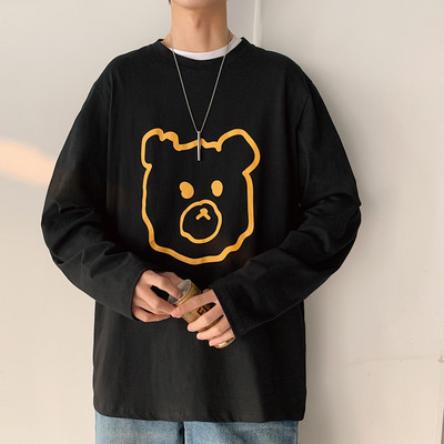 Bluză bărbătească cu aplicație și mâneci lungi în patru culori