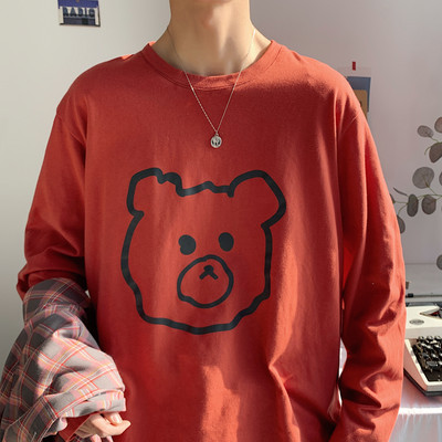 Bluză bărbătească cu aplicație și mâneci lungi în patru culori