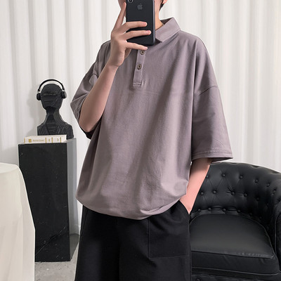 Bluză pentru bărbați cu guler clasic și mâneci scurte