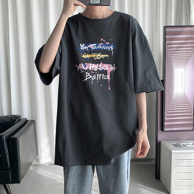 Tricou casual model larg cu inscriptie pentru barbati