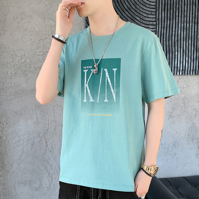 Tricou casual barbatesc cu decolteu rotund si aplicatie in mai multe culori