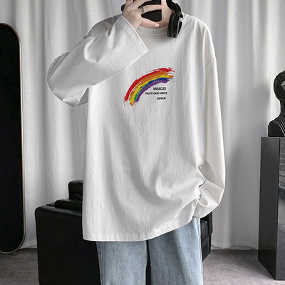 Tricou bărbătesc cu aplicație și mâneci lungi