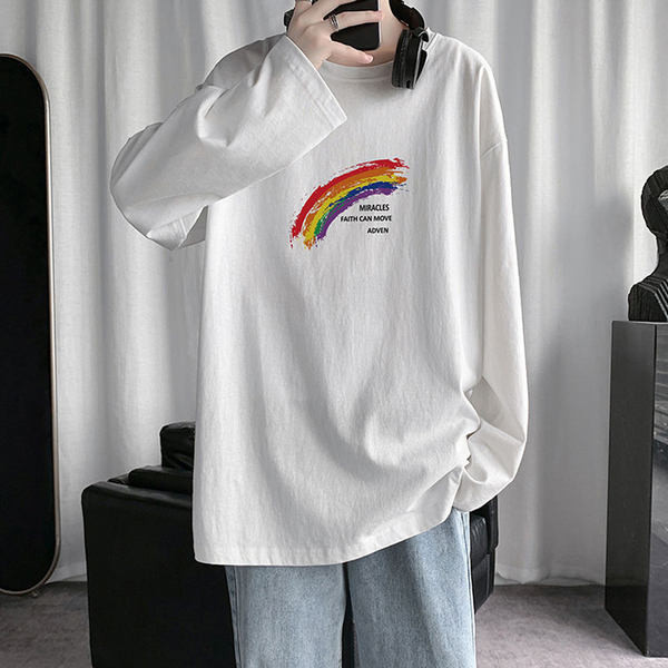 Tricou bărbătesc cu aplicație și mâneci lungi