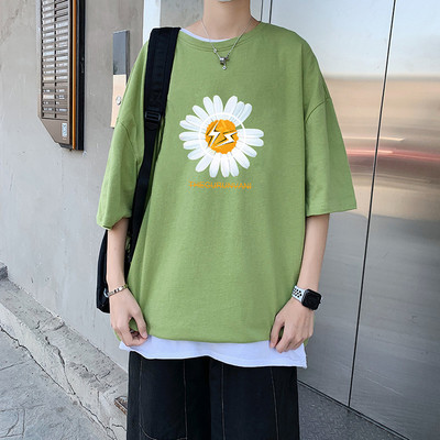 Tricou barbatesc cu aplicatie si maneci 3/4