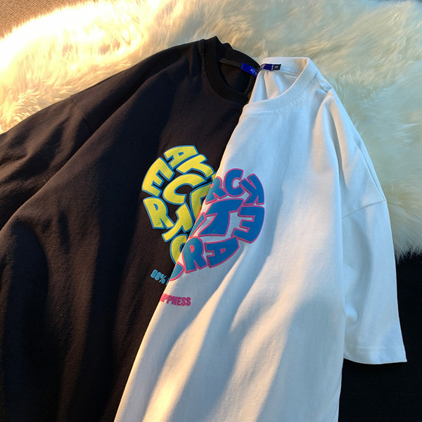 Tricou bărbați cu inscripție color - model larg