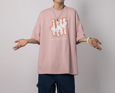 Tricou barbatesc lat cu maneci 3/4 si imprimeu