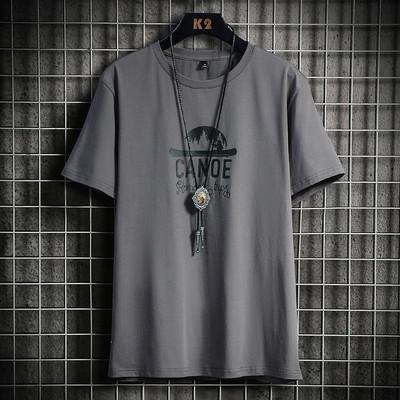 Tricou casual barbatesc cu aplicatie si maneci scurte