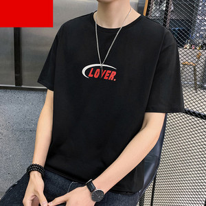 Tricou casual pentru bărbați cu inscripții și mâneci scurte