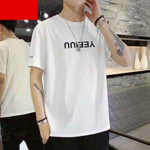 Tricou casual pentru bărbați cu inscripții și mâneci scurte