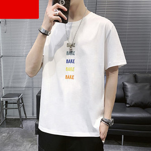 Tricou casual pentru bărbați cu inscripții și mâneci scurte