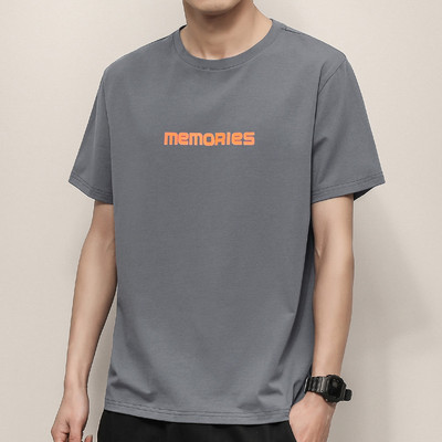 Tricou casual pentru bărbați cu inscripții și mâneci scurte