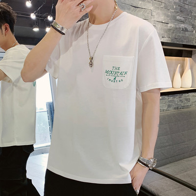 Tricou casual pentru bărbați cu inscripții și mâneci scurte