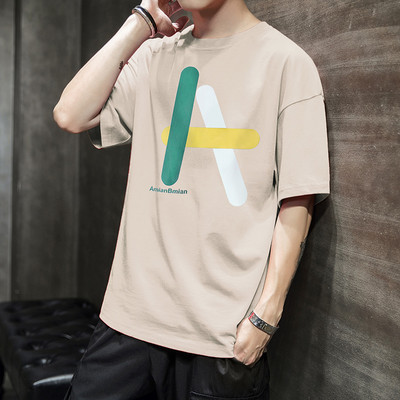 Tricou casual pentru bărbați cu inscripții și mâneci scurte