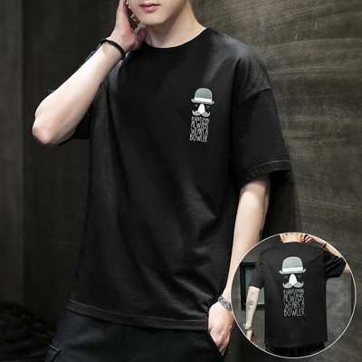 Tricou casual pentru bărbați cu inscripții și mâneci scurte