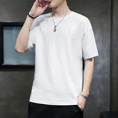 Tricou casual pentru bărbați cu inscripții și mâneci scurte