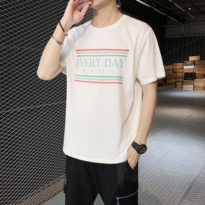 Tricou casual pentru bărbați cu inscripții și mâneci scurte