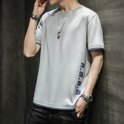 Tricou casual pentru bărbați cu inscripții și mâneci scurte