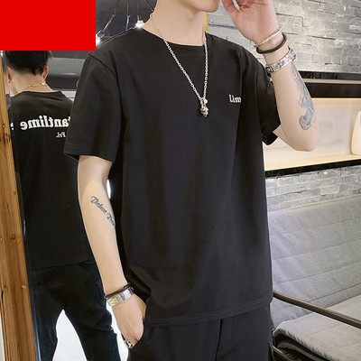 Tricou casual pentru bărbați cu inscripții și mâneci scurte