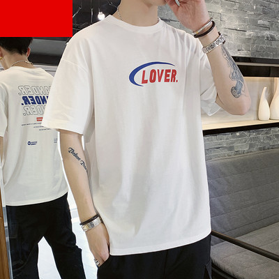 Tricou casual pentru bărbați cu inscripții și mâneci scurte