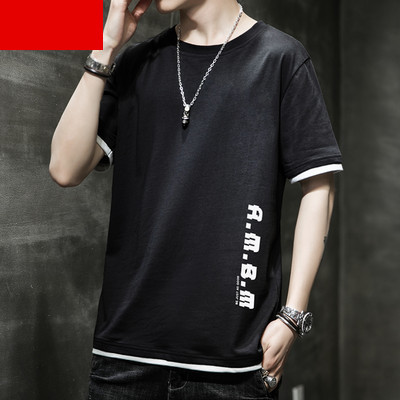 Tricou casual pentru bărbați cu inscripții și mâneci scurte