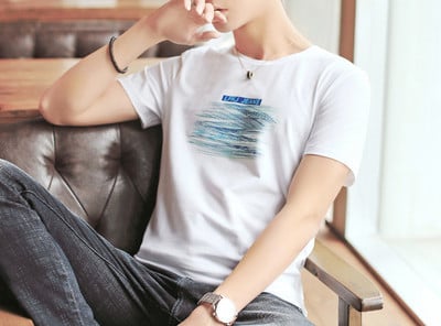 Moderna muška majica s aplikacijama i ovalnim izrezom - više boja