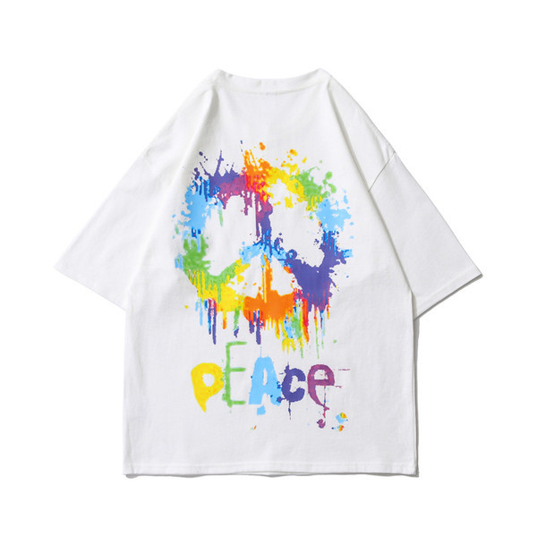 Ανδρικό φαρδύά μπλουζάκι με χρωματιστό απλικέ και 3/4 μανίκια