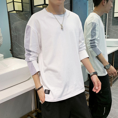 Bluză casual bărbătească cu mâneci lungi și decolteu rotund - mai multe culori