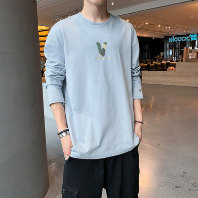 Bluză casual bărbătească cu mâneci lungi și decolteu rotund - mai multe culori