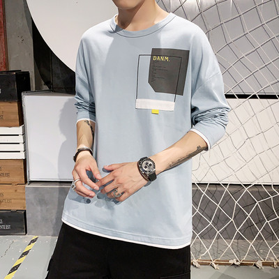 Bluză casual bărbătească cu mâneci lungi și decolteu rotund - mai multe culori