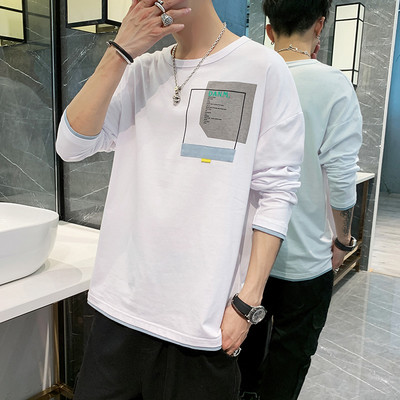 Bluză casual bărbătească cu mâneci lungi și decolteu rotund - mai multe culori