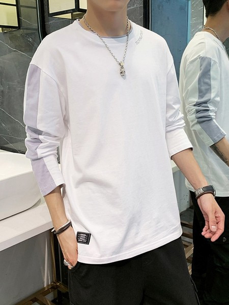 Bluză casual bărbătească cu mâneci lungi și decolteu rotund - mai multe culori