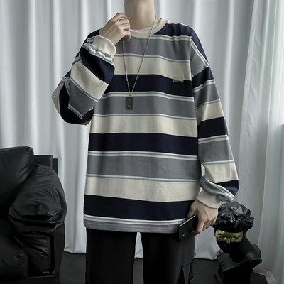 Bluză bărbătească în dungi cu mâneci lungi în două culori