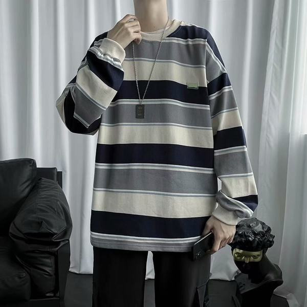 Bluză bărbătească în dungi cu mâneci lungi în două culori