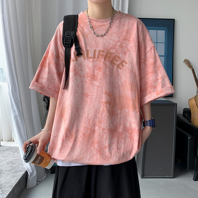 Ανδρικό χρωματιστό μπλουζάκι με επιγραφή και 3/4 μανίκια